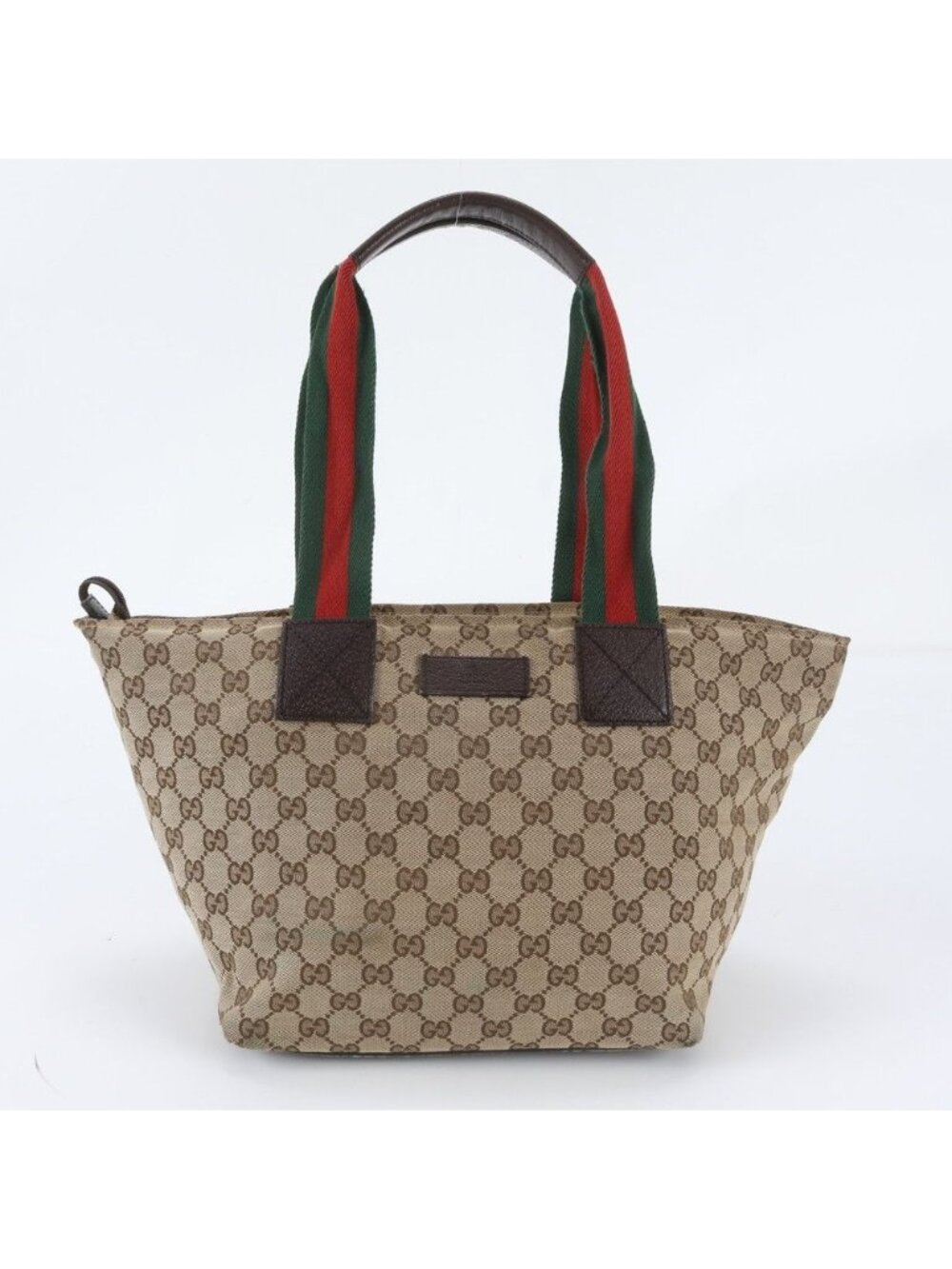 Gucci GG Canvas Sherry Line Leather Tote Bag Shoulder